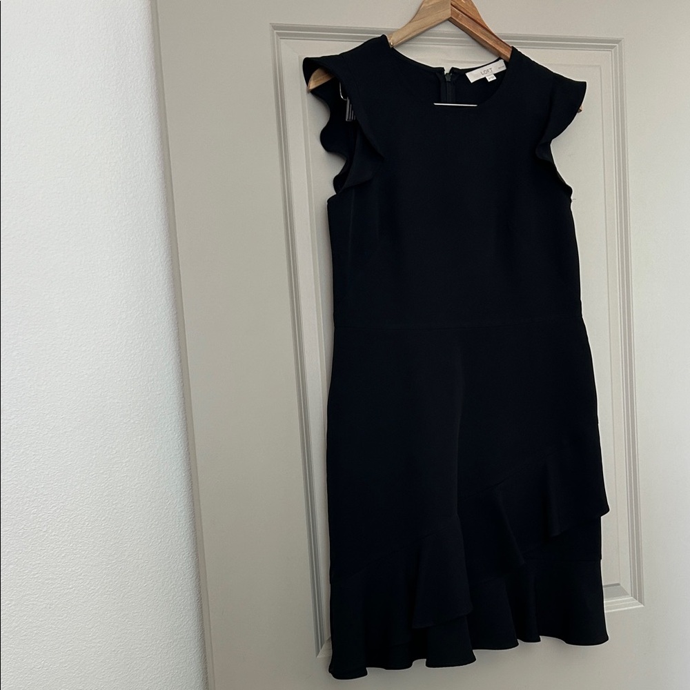LOFT Black Ruffle Mini Dress - Picture 7 of 12